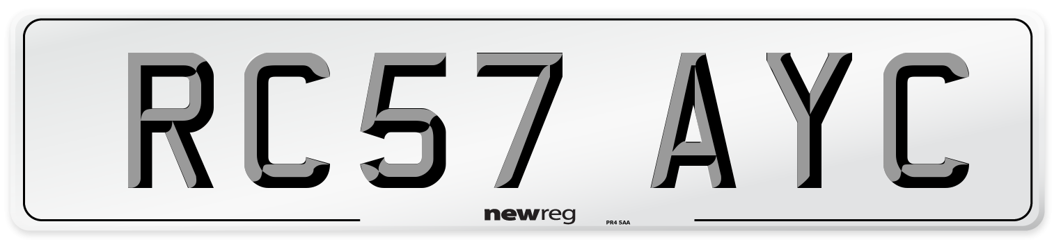 RC57 AYC Number Plate from New Reg